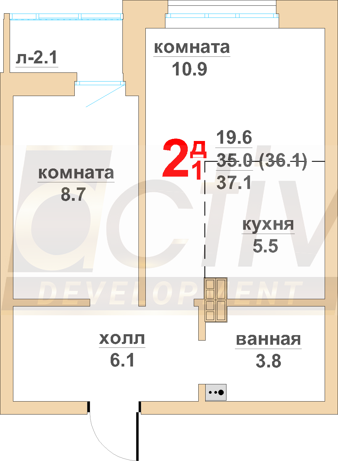 Планировка 2-комн.