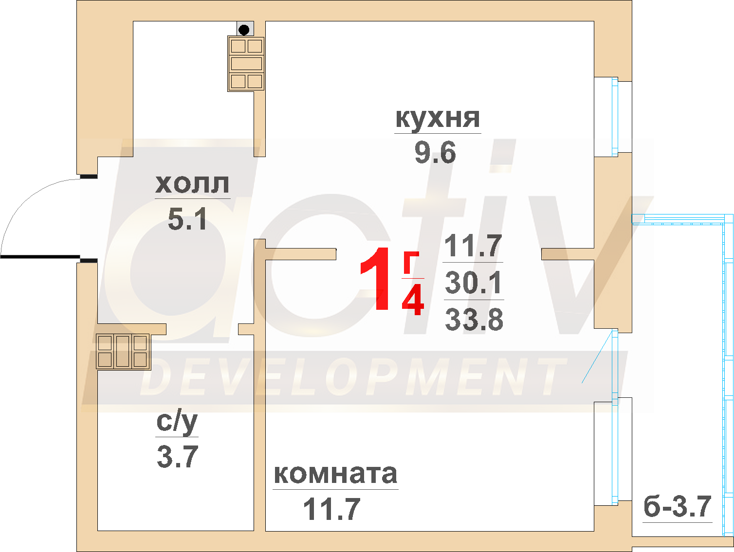 Планировка 1-комн.